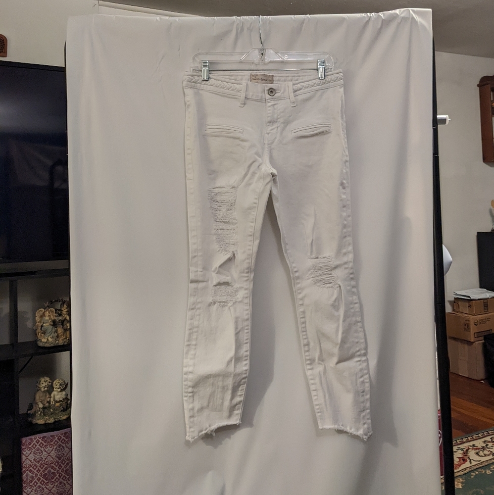 Women's Band Of Gypsies White Cropped Jeans, 28